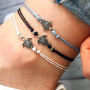3 pièces boheme tissu cuir tortue bracelet de cheville kit,vintage réglable délicate textile cheville en cuir cordon bracelets c