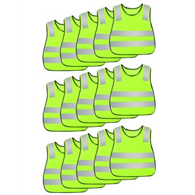 AIEOE Lot de 15 Pièces Gilet de Sécurité Enfant Fille Garçon Veste Haute Visibilité Sans Manches Élève Adolescent Gilet Réfléchi