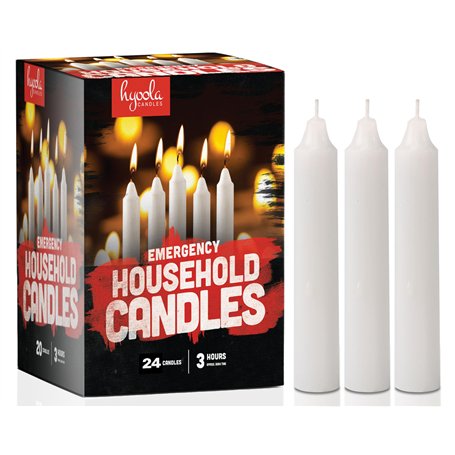 Bougies d'urgence – Lot de 24 bougies courtes blanches – Non parfumées – Bougies d'urgence pour la maison et le kit d'urgence