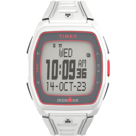Timex Montre Mixte Ironman T300 42 mm - Bracelet en Silicone Blanc