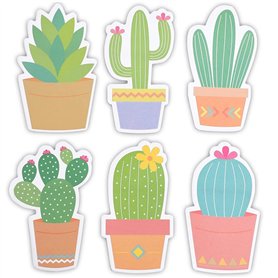 Paper Junkie Lot de 6 blocs de notes adhésives en forme de cactus pour fournitures de bureau
