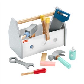 Fisher-Price Coffret Boîte à Outils en Bois Comprenant Une perceuse factice