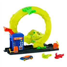 Hot Wheels Station-Service Serpent Coffret avec véhicule en métal moulé à l’échelle 1/64
