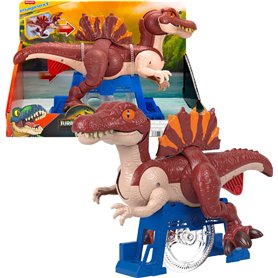 Fisher-Price Imaginext Figurine La Course du Spinosaure Jurassic World : Renaissance de 23 cm qui se jette en avant et claque se