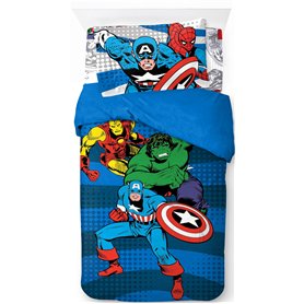 Jay Franco Marvel Comics Avengers 100% Coton Ensemble Lit Simple 3 Pièces – Collection Superhéros Comprend Housse de Couette