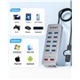 BYEASY Hub USB 3.0 13 Ports avec 10 Ports USB 3.0, 2 Ports de Charge USB A et 1 Port de Charge USB C, répartiteur USB avec Adapt