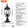 VEVOR Lampadaire extérieur, lot de 2, luminaires étanches 530 mm, avec base de montage sur pilier 9 cm, abat-jour verre, éclaira