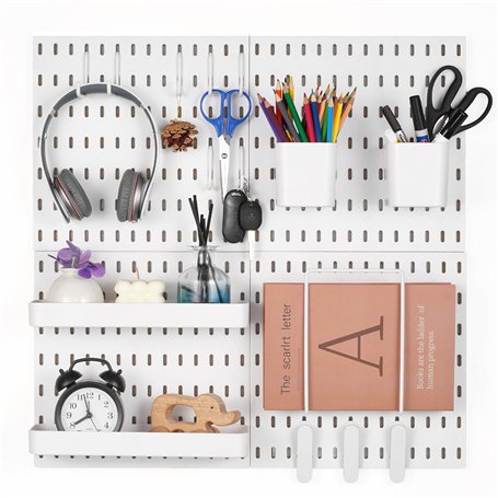 VEVOR Panneau Perforé Mural 280x280 mm Organiseur Garage en Plastique avec 4 Panneaux Perforés