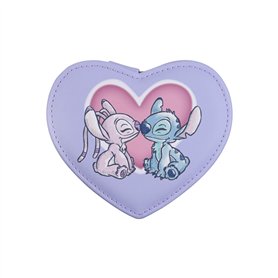 Disney Stitch & Angel Boîte à bijoux avec fermeture Éclair Motif cœur