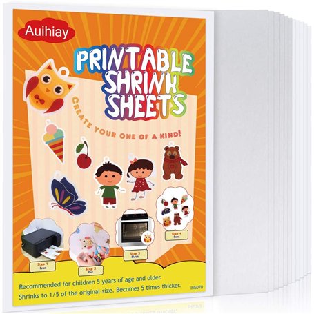 Auihiay 12 feuilles de plastique rétractable imprimables