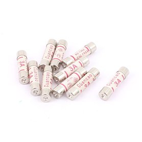 sourcing map 10 Pcs Bas Coupure Pouvoir 6x25mm 3A 250V Cartouche Céramique Fusibles