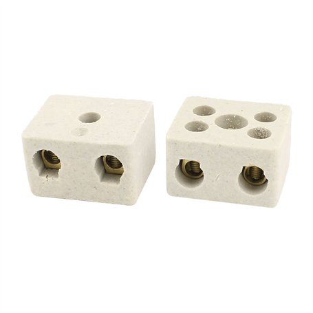 sourcing map 2 Voie 380V 30A Céramiques Borniers Haute Température Céramique Connecteurs 2pcs