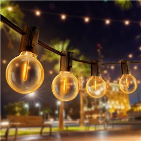 eisaro 19M Guirlande Guinguette Étanche LED Guirlandes Lumineuse Extérieure 30+3 Ampoules G40 Raccordable Décoration pour Annive