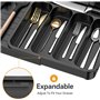 EMSMIL Range-couverts extensible - Organiseur de couverts amovible - Insert à couverts réglable en plastique - Pour cuisine, tir