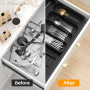 EMSMIL Range-couverts extensible - Organiseur de couverts amovible - Insert à couverts réglable en plastique - Pour cuisine, tir