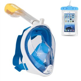EMSMIL Masque de plongée intégral avec tuba - Champ de vision à 180° - Anti-buée - Avec tuba - Étanche - Pour adultes et enfants