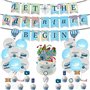Kit Décoration Fête Voyage Bannière Let the Adventure Begin Ballons Topper Gâteau Cupcake Accessoires Anniversaire Aventure Déco