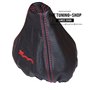 The Tuning-Shop Compatible avec Soufflet de Levier de Vitesse pour Fiat 500 2007-2018 Cuir Noir avec Coutures et Broderies Rouge