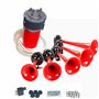 YIYIDA Klaxon de voiture Klaxon de musique 12V corne de musique Klaxon de navire Trompette à cinq tubes Dixie 160db Car Horn rou