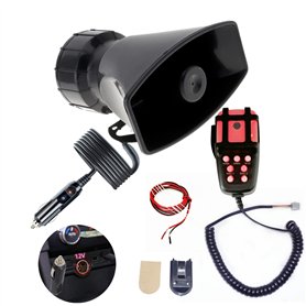 YIYIDA Trompette d'alarme Lumière bleue avec corne noire 7 tone Klaxon de voiture Allume - cigare voiture connecté 135db Car Hor