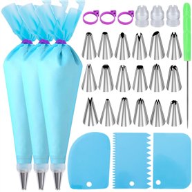 Kit de décoration de gâteaux avec 3 poches à douille réutilisables