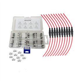 KOLACEN Car Inline Vis Type 6x30mm Porte-fusible 16 Awg Fil 10 Pcs + 80 Pcs Fusible En Verre Rapide Rapide 6 x 30 mm Kit Assorti