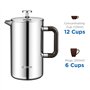 ecooe Cafetière de Presse Française de 1500ml / 50 oz en Acier Inoxydable pour la Maison, le Bureau et Plus