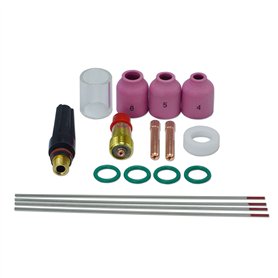 RIVERWELD Corps de Collet Diffuseur Gaz Compact 17GL116 10N23S Coupelles-Buses en Quartz Transparent #10 Électrode tungstène 2%