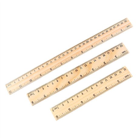 Lot de 3 règles droites en bois de 15/20/30 cm