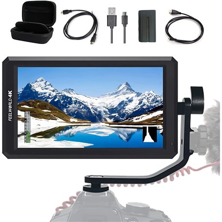 Feelworld F6 + Batterie + Chargeur de Batterie + Cordons Micro et Mini HDMI 5