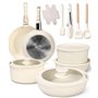19 Pièces Poele Ceramique et Batterie de Cuisine Induction