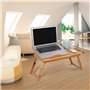 Mini table d’appoint ou bureau repliable en bois pour ordinateur portable et notebook à hauteur ajustable avec tiroir et tablett