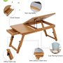 Mini table d’appoint ou bureau repliable en bois pour ordinateur portable et notebook à hauteur ajustable avec tiroir et tablett
