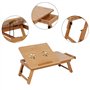 Mini table d’appoint ou bureau repliable en bois pour ordinateur portable et notebook à hauteur ajustable avec tiroir et tablett