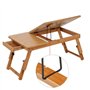 Mini table d’appoint ou bureau repliable en bois pour ordinateur portable et notebook à hauteur ajustable avec tiroir et tablett