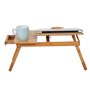 Mini table d’appoint ou bureau repliable en bois pour ordinateur portable et notebook à hauteur ajustable avec tiroir et tablett