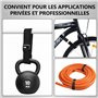 Hugitout Bande 5m x 2cm avec 25 Boucles Métalliques, Sangle Réutilisable Noir, Attache Rapide pour Câbles/Jardinage/Équipement, 
