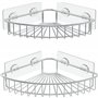 HEETA Lot de 2 paniers de douche d'angle muraux adhésifs en acier inoxydable SUS304 sans perçage Argenté