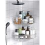 HEETA Lot de 2 paniers de douche d'angle muraux adhésifs en acier inoxydable SUS304 sans perçage Argenté