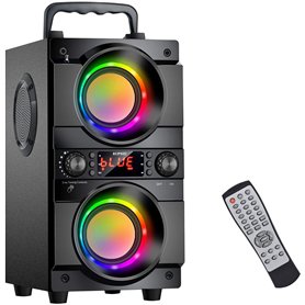 SUPNIU Haut-parleur Bluetooth 60 W (pic 80 W) - Grand avec double woofer Lumières colorées LED Autonomie : 24 heures Portée 30 m