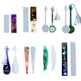 Iriisy Bookmarks Lot de 8 moules en résine en silicone transparent pour loisirs créatifs
