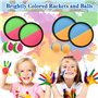 SaiXuan Lot de Jeu Scratch Enfant avec 4 Raquettes Ø18,5cm et 4 Balles Dures – Jouet Extérieur Été Jardin Plage pour Fille Garço
