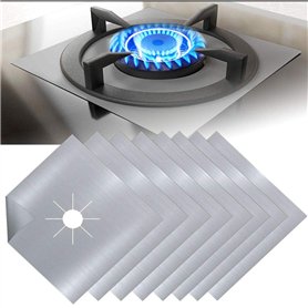 EMAGEREN 8Pcs Plaque de Cuisson à Gaz Protection en Téflon Argent Plaque Cuisson Gaz Protection Gaziniere Gaz Protection Cuisini