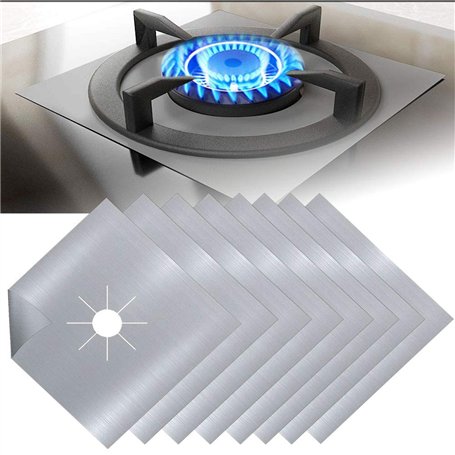 EMAGEREN 8Pcs Plaque de Cuisson à Gaz Protection en Téflon Argent Plaque Cuisson Gaz Protection Gaziniere Gaz Protection Cuisini
