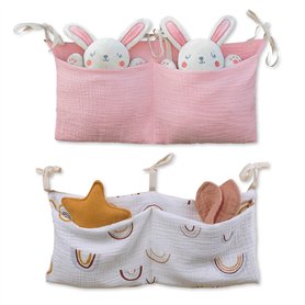 NEUSID Lot de 2 organiseurs de lit 2 en 1 pour lit de bébé - Sac de rangement suspendu - Sac de rangement à suspendre - Sac de r