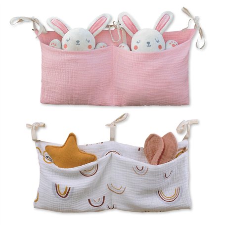 NEUSID Lot de 2 organiseurs de lit 2 en 1 pour lit de bébé - Sac de rangement suspendu - Sac de rangement à suspendre - Sac de r