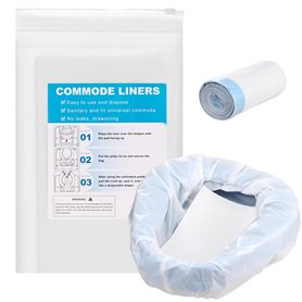 Sac Hygiénique Pour Chaise Lot de 20 Percée Doublures de Chaise Percée de Chevet avec 20Pcs Coussinets Absorbants pour Chaise Pe