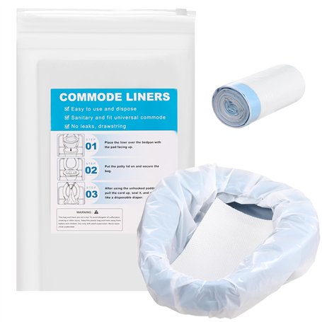 Sac Hygiénique Pour Chaise Lot de 20 Percée Doublures de Chaise Percée de Chevet avec 20Pcs Coussinets Absorbants pour Chaise Pe