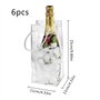 Lot de 6 sacs à glace en PVC anti-fuite avec poignée de transport, rafraîchisseur de bouteille de champagne