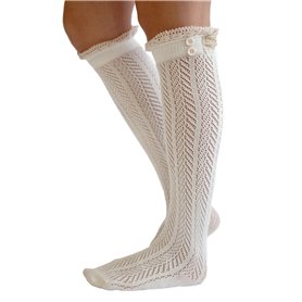 Modern Boho Chaussettes à boutons avec bordure en dentelle